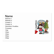 Black Hair Girl I Love Camping Business Card Templates