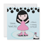 Black Hair Girl Ice Skating Party Invitations