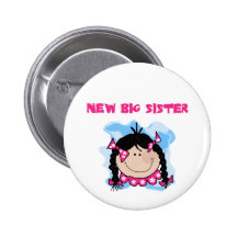 Black Hair New Big Sister  Tshirts and Gifts Button