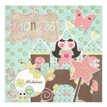 Black Hair Princess Birthday Invitations invitations
