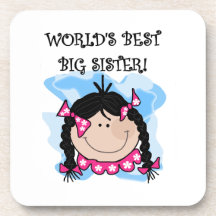 Black Hair World's Best Big Sister Gifts Drink Coasters