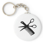 black hairdresser comb scissors keychain