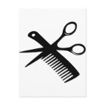 black hairdresser comb scissors postcards
