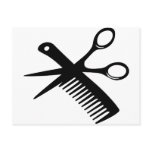 black hairdresser comb scissors postcards