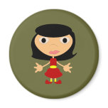 Black Haired Girl With Red Shoes magnets