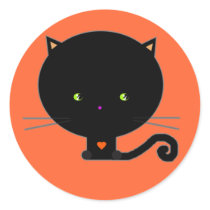 Black Halloween Cat Stickers