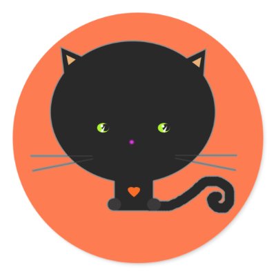Black Halloween Cat Stickers by LilyRawR