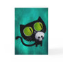 Black Halloween Cat with Skull Greeting Cards