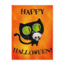 Black Halloween Cat with Skull Postcards