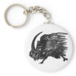 Black hand drawn rhino beetle keychains