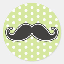 Black handlebar moustache on lime green polka dots sticker