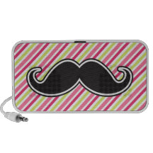 Black handlebar moustache pink lime green stripes PC speakers