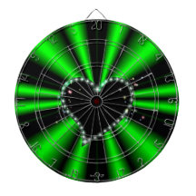 black Heart with Stars on black and green Dart Boards