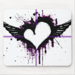 Black Heart with Wings Mousepad