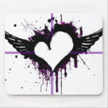 Black Heart with Wings Mousepad