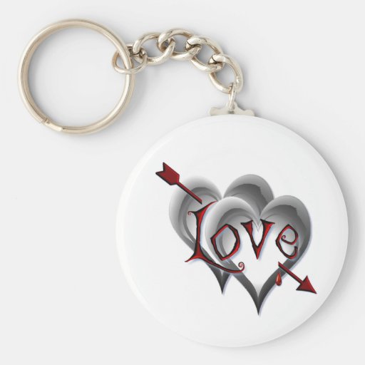 BLACK HEARTS & LOVE ARROW by SHARON SHARPE Key Chain