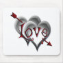 BLACK HEARTS & LOVE ARROW by SHARON SHARPE Mouse Mats