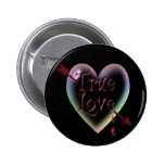 BLACK HEARTS & TRUE LOVE ARROW by SHARON SHARPE Pinback Button
