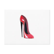 Black heel, red stiletto shoe post card