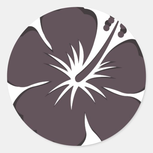 black hibiscus round sticker