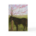 Black Horse and A Cherry Tree Greeting Card