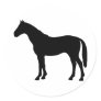 black horse - horses round sticker