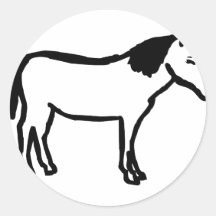 black horse icon round sticker