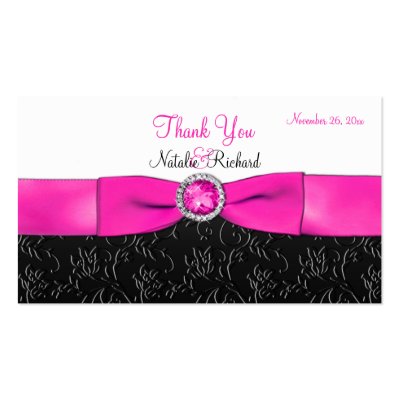 Black Hot Pink and White Wedding Favour Tag by NiteOwlStudio