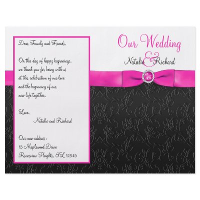 Black, Hot Pink, and White Wedding Program by NiteOwlStudio