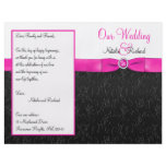 Black, Hot Pink, and White Wedding Program flyers