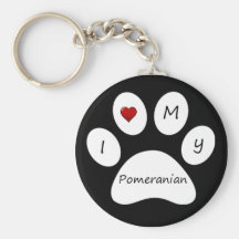 Black I Love My Pomeranian Key Chain