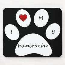 Black I Love My Pomeranian Mouse Pad