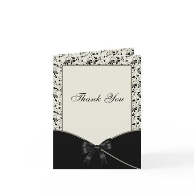 Black Ivory Cream DamaskThank You Card by WeddingCentral