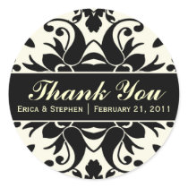 Black & Ivory Damask Inspired Customisable Sticker
