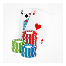 Black Jack Cards With Poker Chips Invite