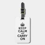 Black Keep Calm and Carry On Luggage Tag