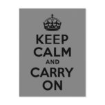 Black Keep Calm and Carry On Postcard