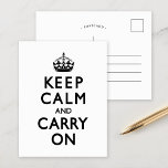 Black Keep Calm and Carry On Postcards