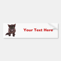 Black Kitten, Green Eyes, Pink Tongue Bumper Sticker