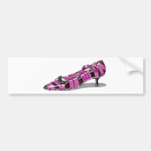 Black Kitten Heel with Pink Ribbon Bumper Sticker
