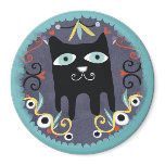 Black Kitty Lovely Kawaii Cat Blue Magnet by Rupydetequila Black Kitty Lovely Kawaii Cat Blue Magnet