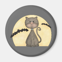 Black Kitty w/ Bats Magnets