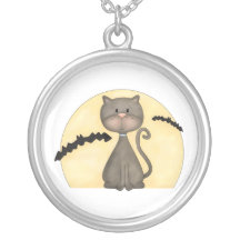 Black Kitty w/ Bats Necklace