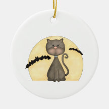 Black Kitty w/ Bats Ornaments