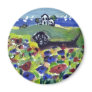 Black lab amongst poppies refrigerator magnets