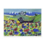 Black lab amongst poppies post cards