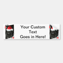 Black lab dog nose with santa hat photograph bumper sticker