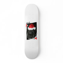 Black lab dog nose with santa hat photograph skateboard deck