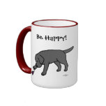 Black Lab Friendly Cartoon Black Labrador Coffee Mug