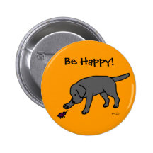Black Lab Friendly Cartoon Black Labrador Pin